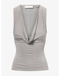 Belle Anna - Fall Cowl-Neck Stretch-Jersey Top - Lyst