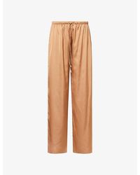 HYPHEN - Wide-Leg Drawstring Satin Trousers - Lyst