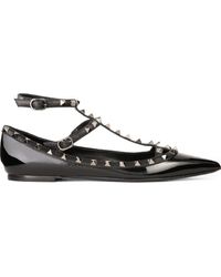 Valentino Rockstud Cage Flats - Natural