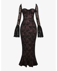 chinese dress ladies Vaneya Off Shoulder Lace Maxi Dress Black main image 1