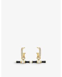 V By Laura Vann - Dyllan 18ct Yellow -plated Vermeil Recycled Sterling-silver, White Topaz And Enamel Hoop Earrings - Lyst