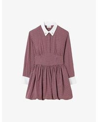 Claudie Pierlot - Checked Contrast-Collar Cotton-Poplin Mini Dress - Lyst