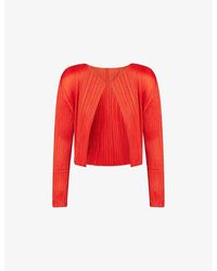 Pleats Please Issey Miyake - Monthly Colors: July Long-Sleeves Knitted Cardigan - Lyst