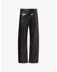 KHAITE - Mita Straight-Leg Leather Trousers - Lyst