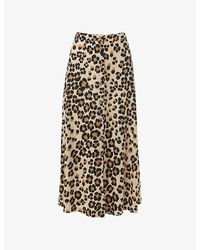Whistles - Leopard-print Button-through Woven Midi Skirt - Lyst