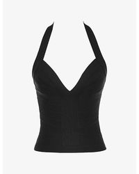 House Of Cb - The Contour Halter-Neck Stretch-Woven Top - Lyst
