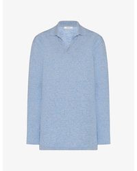 The Row - Niosa Open-Collar Cotton And Linen Polo Top - Lyst