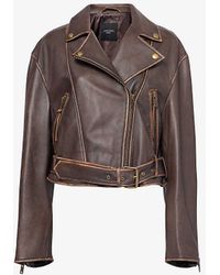 Weekend by Maxmara - Notch-lapel Cropped Leather Jacket - Lyst