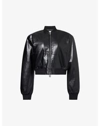 Frankie Shop - Micky Padded-shoulder Cropped Faux-leather Bomber Jacket - Lyst