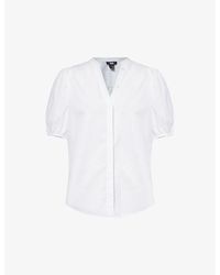 PAIGE - Arra Puffed-sleeve Cotton Blouse - Lyst