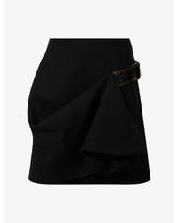 Bottega Veneta - Intrecciato Belt Drape-Hem Wool Mini Skirt - Lyst