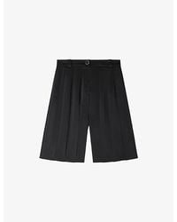 Sandro - Pleated High-Rise Woven Shorts - Lyst