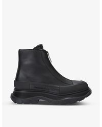 Alexander McQueen - Tread Slick Branded Leather Ankle Boots - Lyst