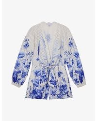 Reiss - Bonnie Scarf-Print Woven Playsuit - Lyst