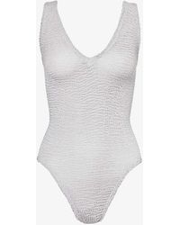 Hunza G - Sadie Scoop-neck Crinkle-textured Swimsuit - Lyst