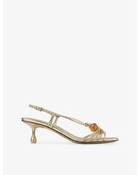 Jimmy Choo - Lova 50 Metallic Leather Sandals - Lyst