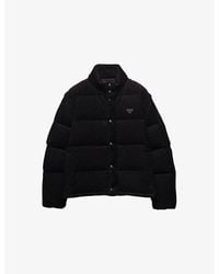 Prada - Logo-Plaque Corduroy Cotton Down Jacket Xxl - Lyst