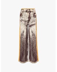 Ph5 - Zahra Abstract-print Wide-leg High-rise Stretch-recycled-viscose Blend Trousers - Lyst