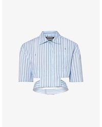 Jacquemus - Bari Striped Cut-out Cropped Cotton-poplin Shirt - Lyst