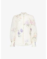 Zimmermann - Natura Floral-print Linen And Silk-blend Shirt - Lyst