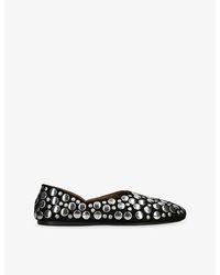 KHAITE - Stud Mary Jane Leather Flats - Lyst