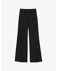 Sandro - Pocketed Wide-Leg Wool-Blend Trousers - Lyst