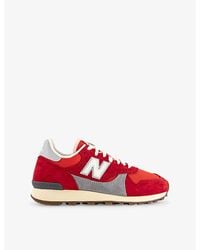 New Balance - 475 Logo-Embroidered Suede And Mesh Low-Top Trainers - Lyst