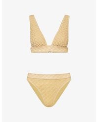 Missoni - Deep V-Neck Metallic-Knit Bikini Set - Lyst
