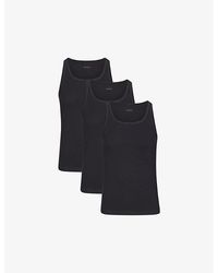 Skims - Ribbed Slim-Fit Pack Of Three Stretch-Cotton Tank Tops - Lyst