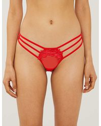 Max Mara Eden Floral-applique Mesh Thong - Red