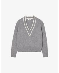 Sandro - V-Neck Relaxed-Fit Wool And Cashmere Knitted Jumper - Lyst