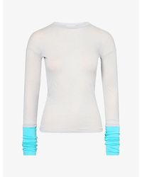 Peachy Den - Paloma Contrast Long-Sleeve Cotton T-Shirt - Lyst