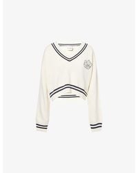 L.A-Space - Romy Varsity Crop Knitted Cotton-Blend Jumper - Lyst