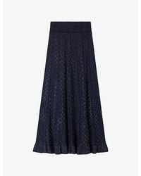 Sandro - Flared Rhinestone-Knit Maxi Skirt - Lyst