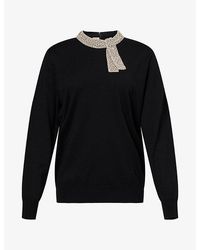 Valentino - Crystal-Embellished Virgin-Wool Jumper - Lyst