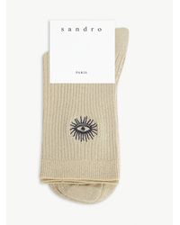 Sandro Eye Motif Glitter Lurex Socks - Metallic