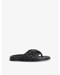 Dune - Lindie Woven-Strap Flat Leather Sandals - Lyst