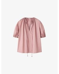 JOSEPH - Nador Tie-Neck Cotton-Sateen Blouse - Lyst