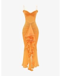 House Of Cb Amore Dropped-Waist Woven Maxi Dress in Red | Lyst