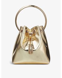 Jimmy Choo - Bon Bon Metallic-Woven Top-Handle Bag - Lyst