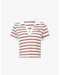 4th & Reckless - Azure Striped Ribbed-Cotton Polo Top - Lyst
