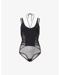 Nensi Dojaka - Sheer-Panel Sleeveless Stretch-Woven Bodysuit - Lyst