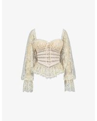 House Of Cb - Cara Long-Sleeve Georgette Peplum Top - Lyst
