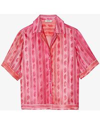 Sandro - Paisley-print Cropped Silk Shirt - Lyst