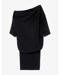 AllSaints - Ellie Asymmetric Cotton-Knit Mini Dress - Lyst