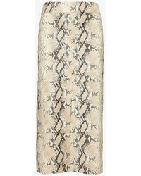 Helmut Lang - Python-effect Mid-rise Leather Maxi Skirt - Lyst