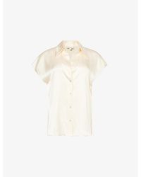 Vince - Ruched Semi-Sheer Silk Shirt - Lyst