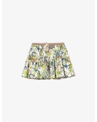Maje - Postcard-Print Ruffled Cotton Mini Skirt - Lyst