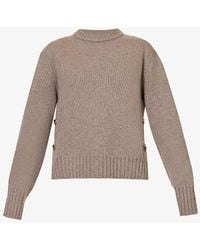 Bottega Veneta - Knot-button Round-neck Wool-knitted Jumper - Lyst