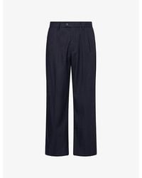 Percival - Pressed-Pleat Straight-Leg Cotton-Blend Trousers - Lyst
